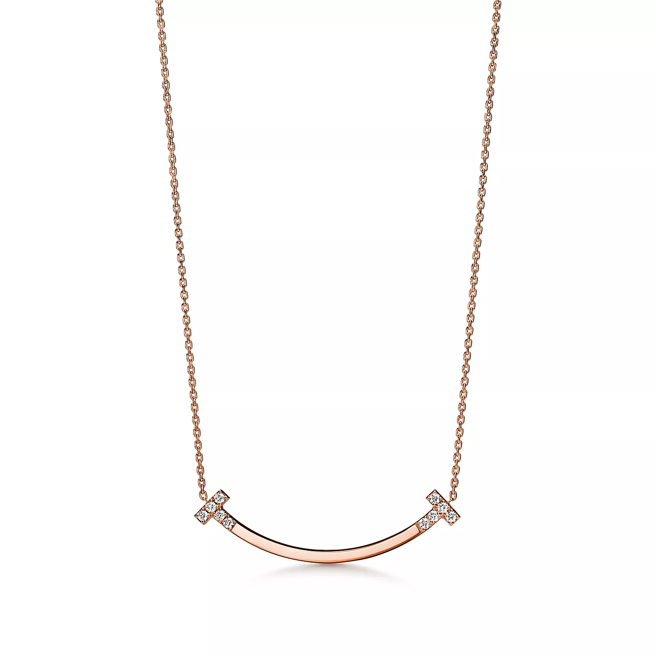 Tiffany T Smile Medium Pendant in Rose Gold with Diamonds (1:1 replica)