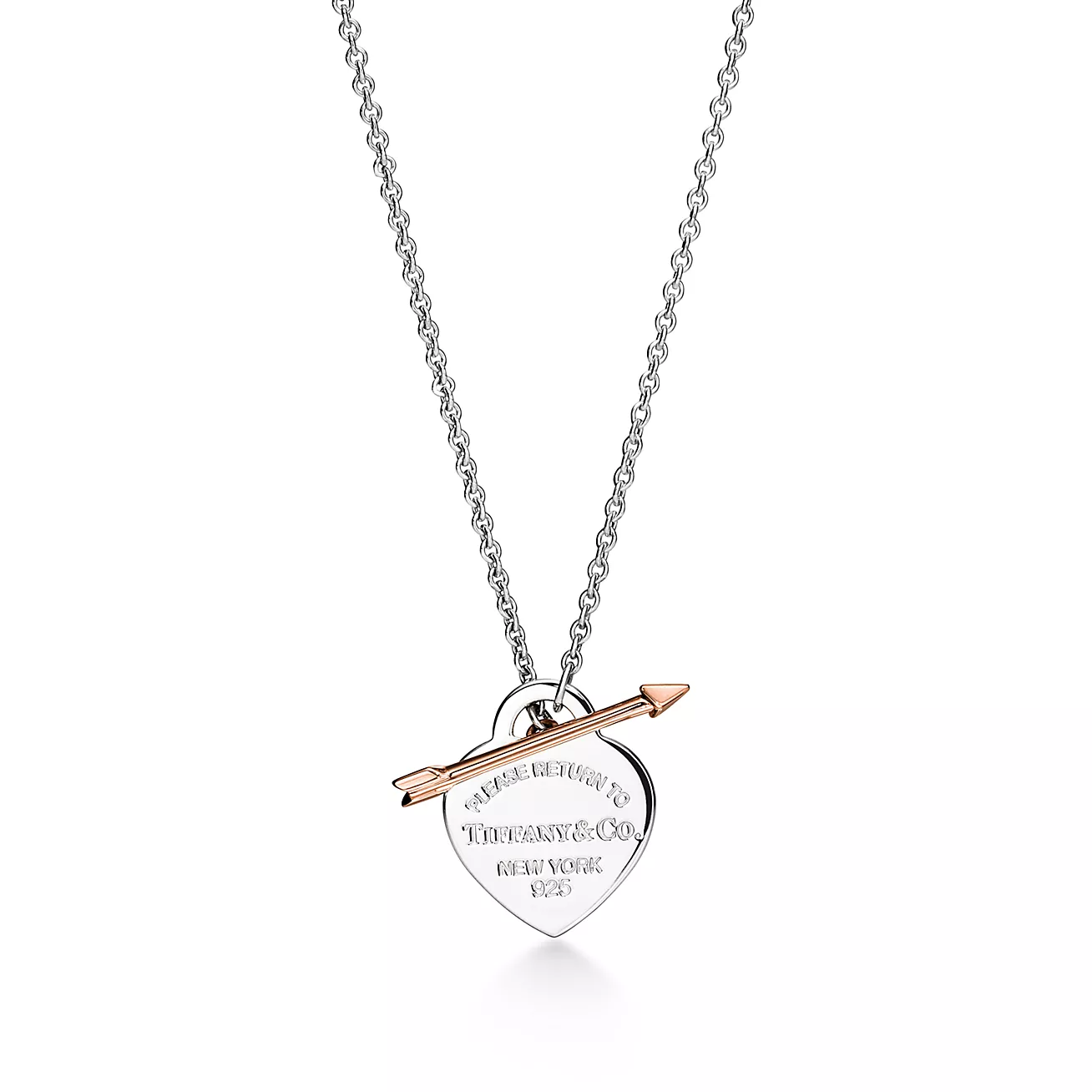 Return to Tiffany® Lovestruck Heart Tag Pendant in Silver and Rose Gold, Medium (1:1 replica)