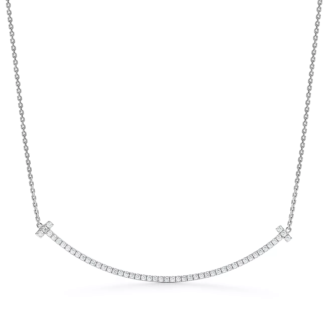 Tiffany T Extra Large Smile Pendant in White Gold with Diamonds (1:1 replica)