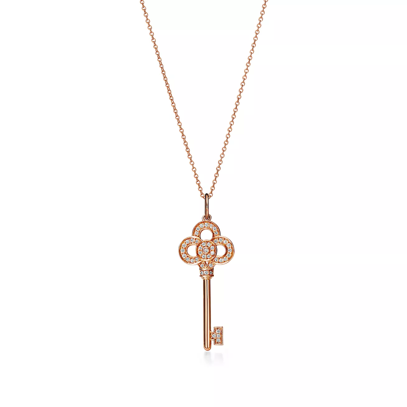Tiffany Keys Mini Crown Key Pendant in 18k Rose Gold with Diamonds (1:1 replica)