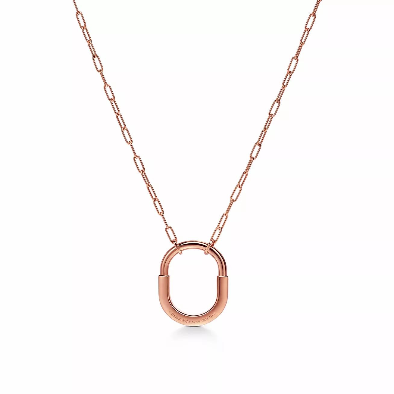 Tiffany Lock Medium Pendant in Rose Gold with Pink Sapphires (1:1 replica)