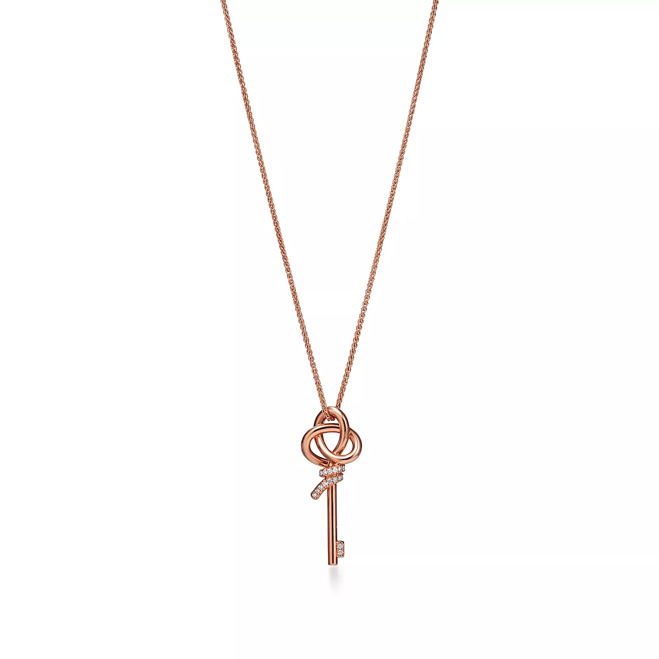 Tiffany Knot Small Key Pendant in Rose Gold with Diamonds (1:1 replica)