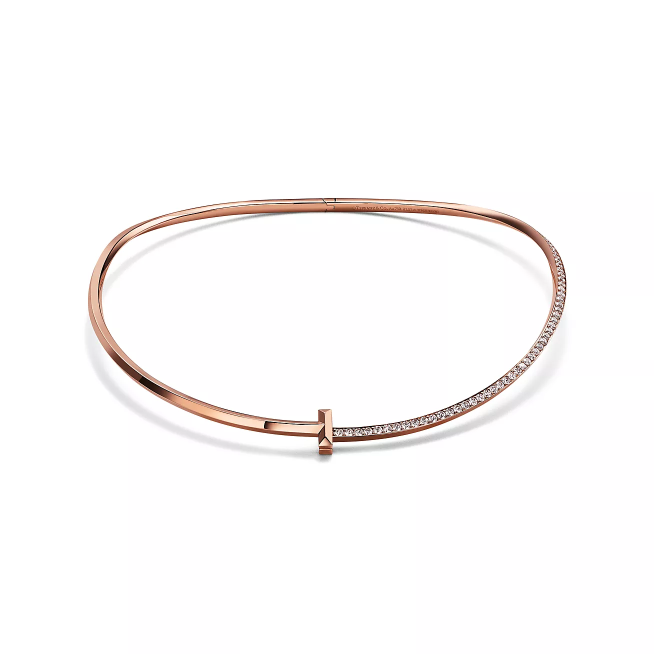 Tiffany T T1 Half Diamond Necklace in Rose Gold (1:1 replica)