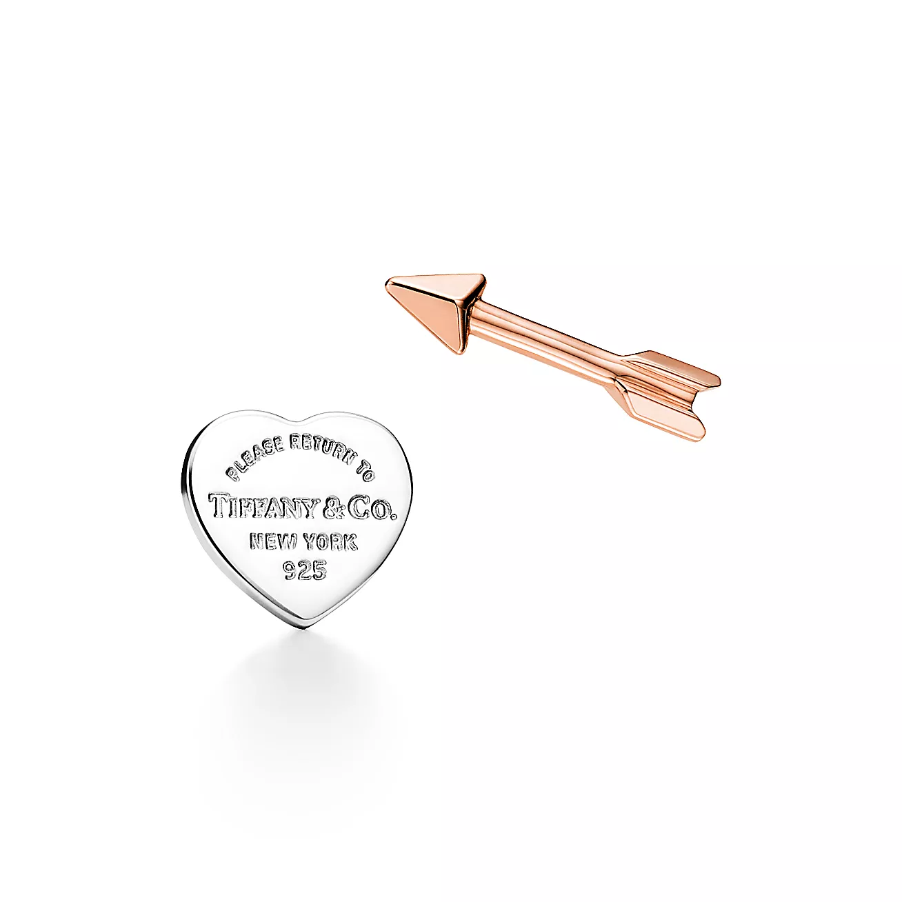 Return to Tiffany® Lovestruck Heart Tag & Arrow Earrings in Silver and Rose Gold (1:1 replica)