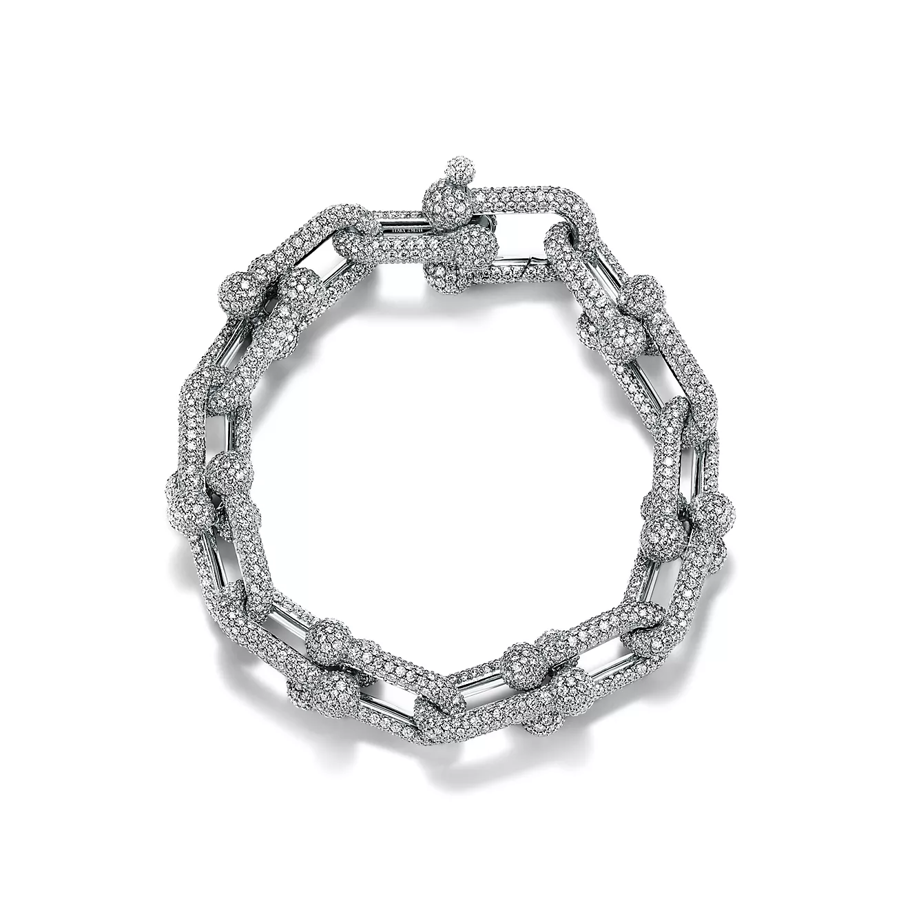 Tiffany HardWear Large Link Bracelet in White Gold with Pavé Diamonds (1:1 replica)
