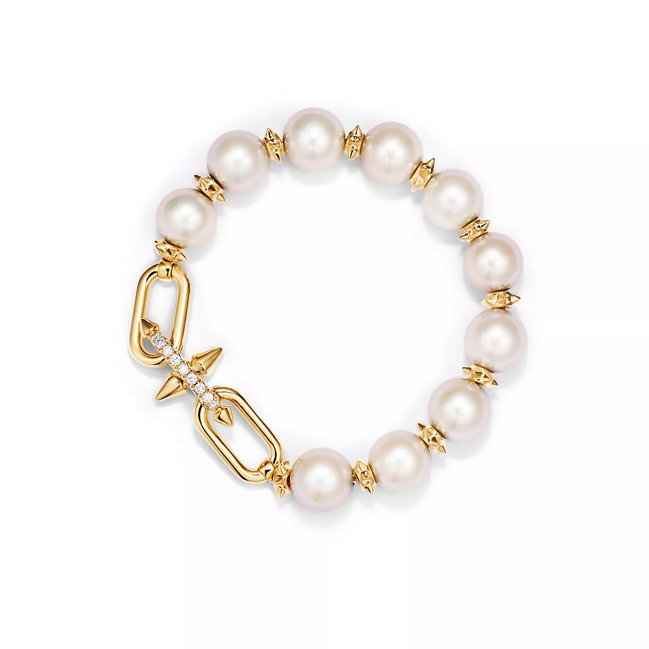 Tiffany Titan by Pharrell Williams Pearl Bracelet in Yellow Gold with Diamonds (1:1 replica)