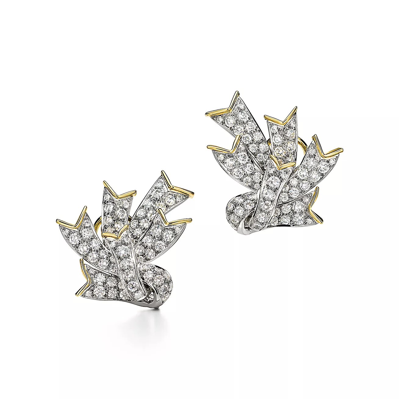 Jean Schlumberger by Tiffany Ribbon Ear Clips in Platinum and Yellow Gold (1:1 replica)