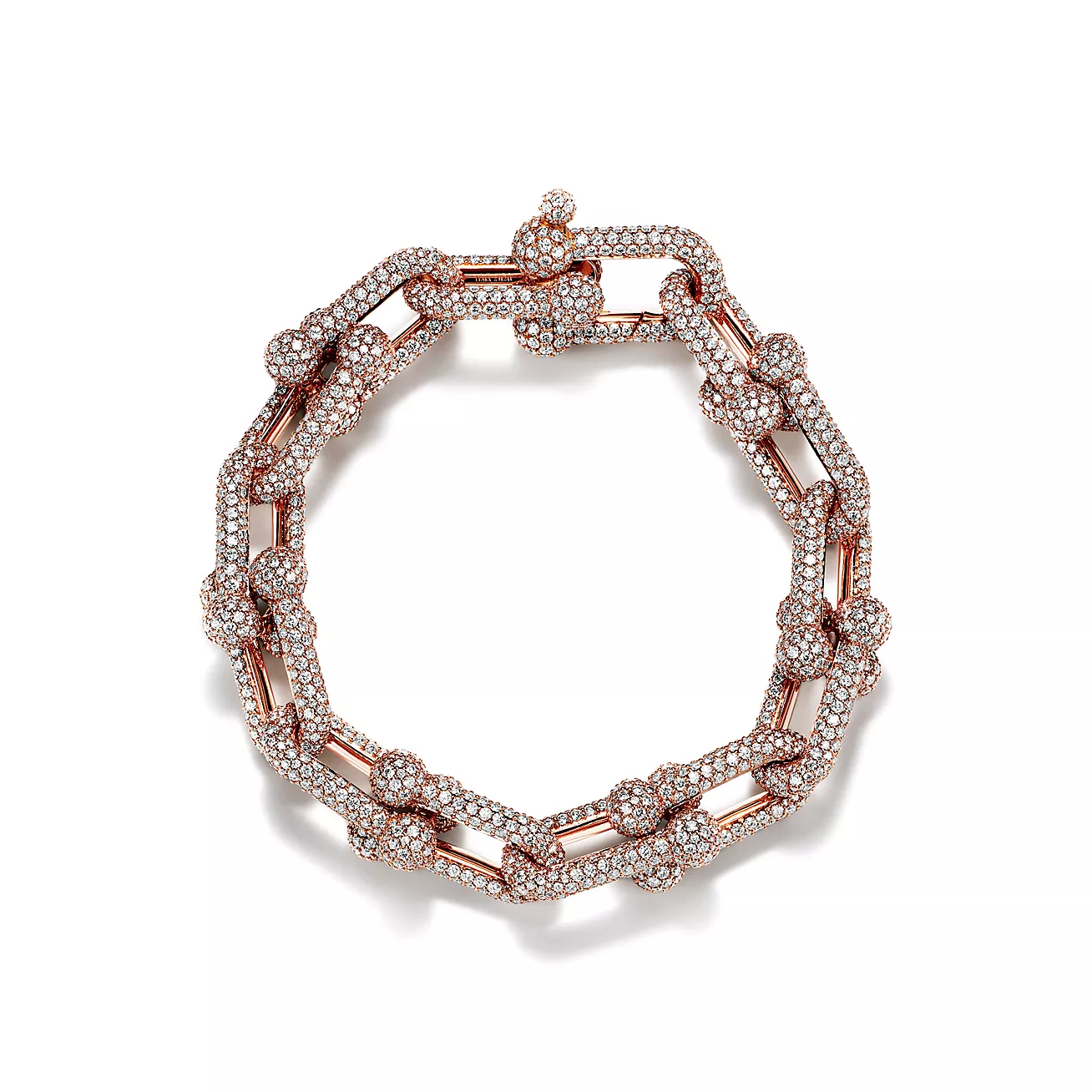 Tiffany HardWear Large Link Bracelet in Rose Gold with Pavé Diamonds (1:1 replica)