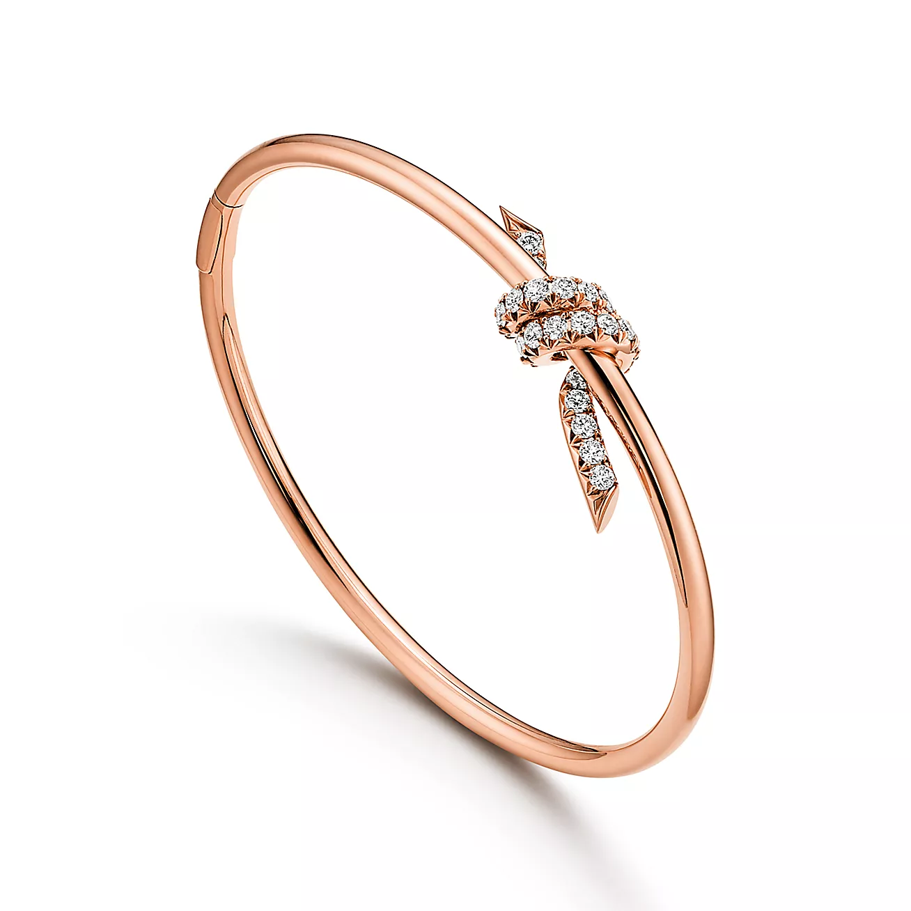 Tiffany Knot Wire Bangle in Rose Gold with Diamonds (1:1 replica)