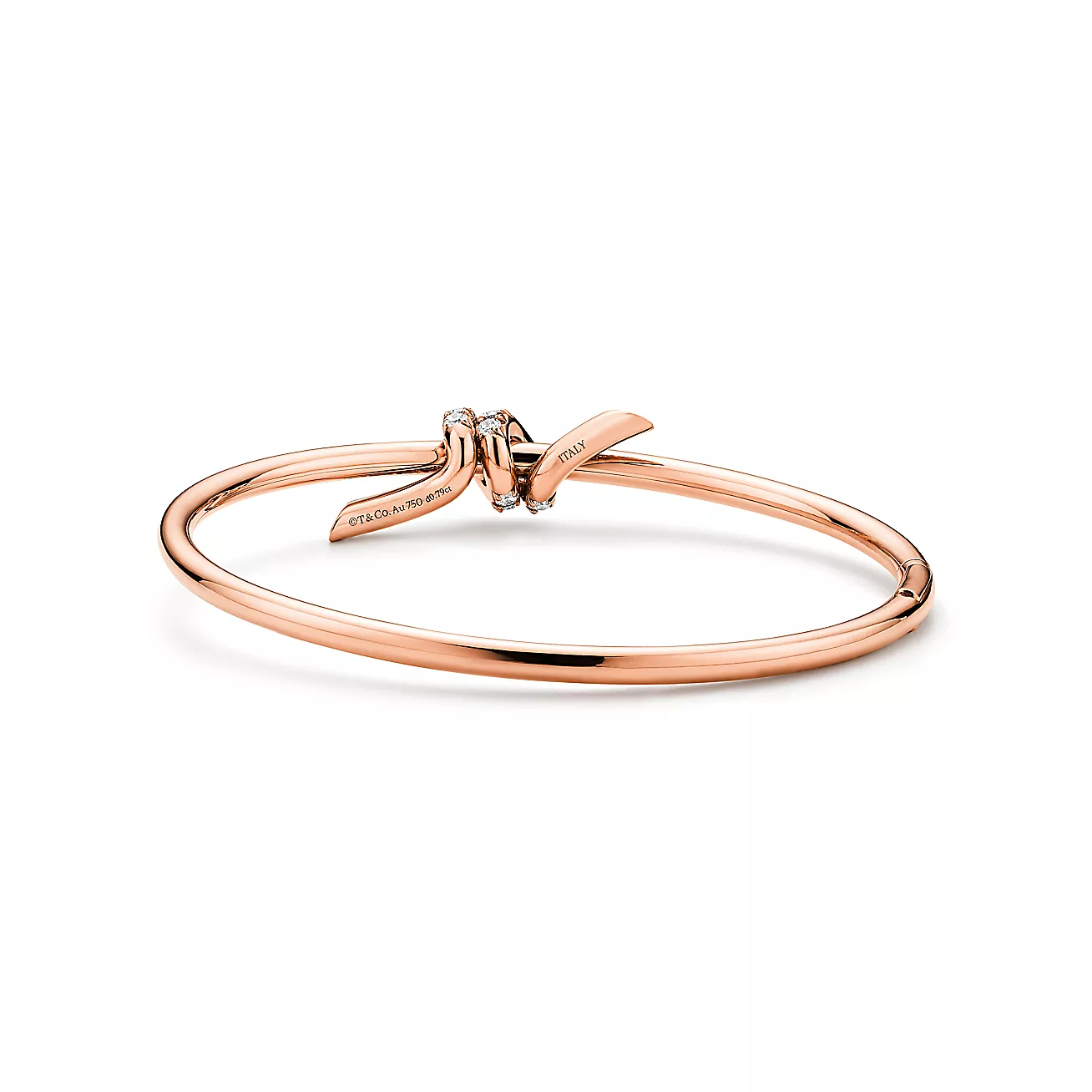 Tiffany Knot Wire Bangle in Rose Gold with Diamonds (1:1 replica)