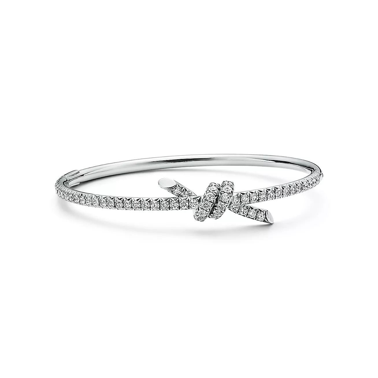 Tiffany Knot Bangle in White Gold with Diamonds (1:1 replica)