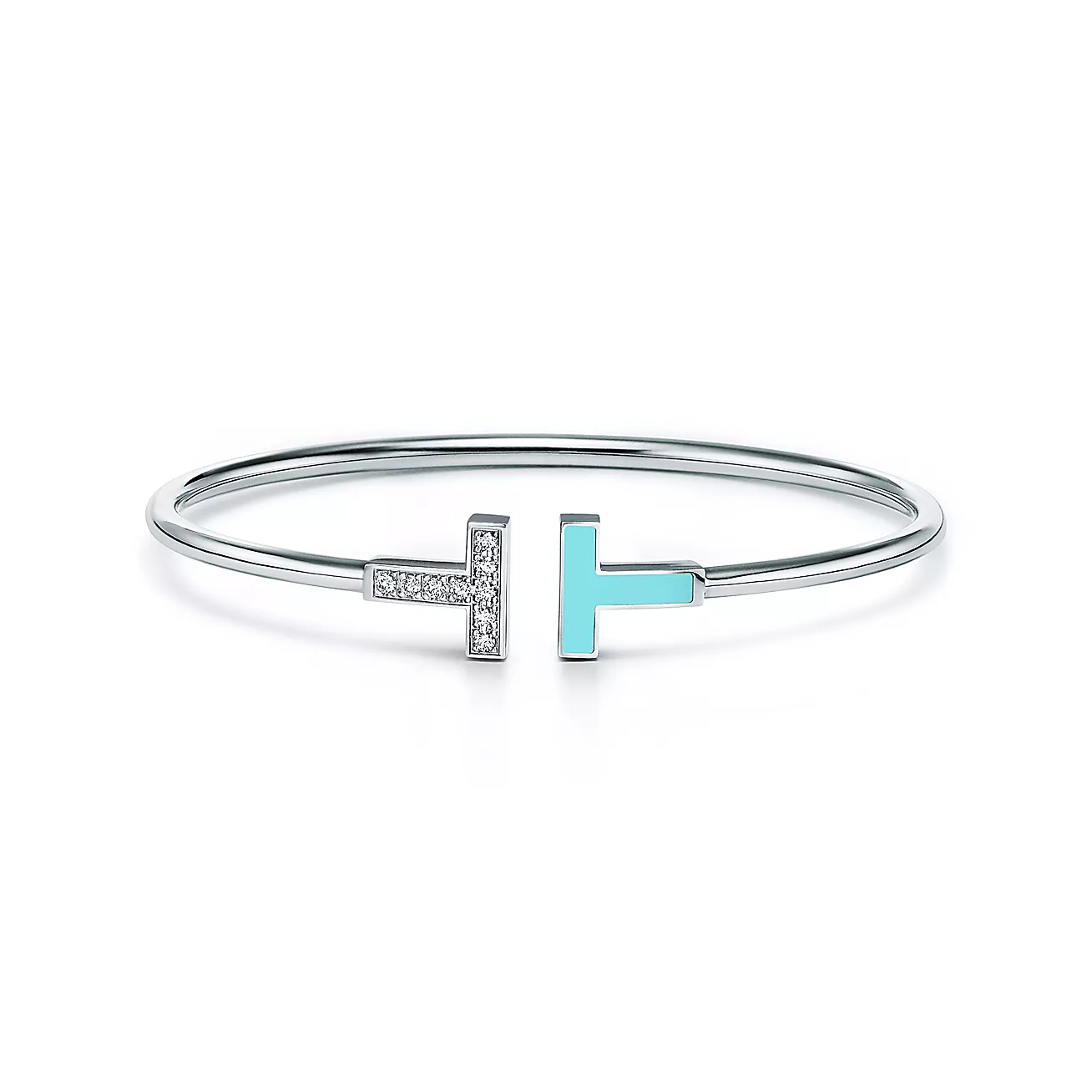 Tiffany T Diamond and Turquoise Wire Bracelet (1:1 replica)