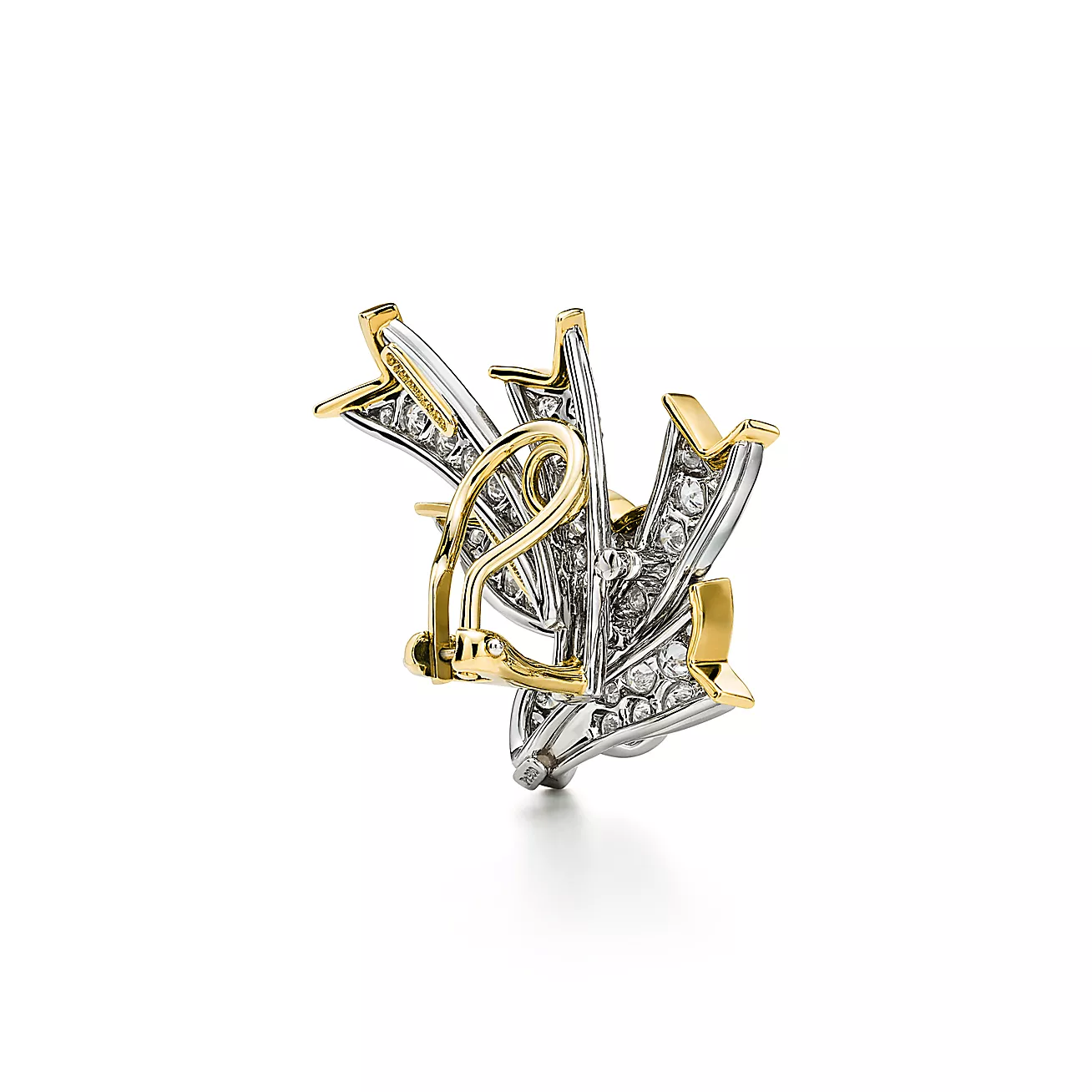 Jean Schlumberger by Tiffany Ribbon Ear Clips in Platinum and Yellow Gold (1:1 replica)