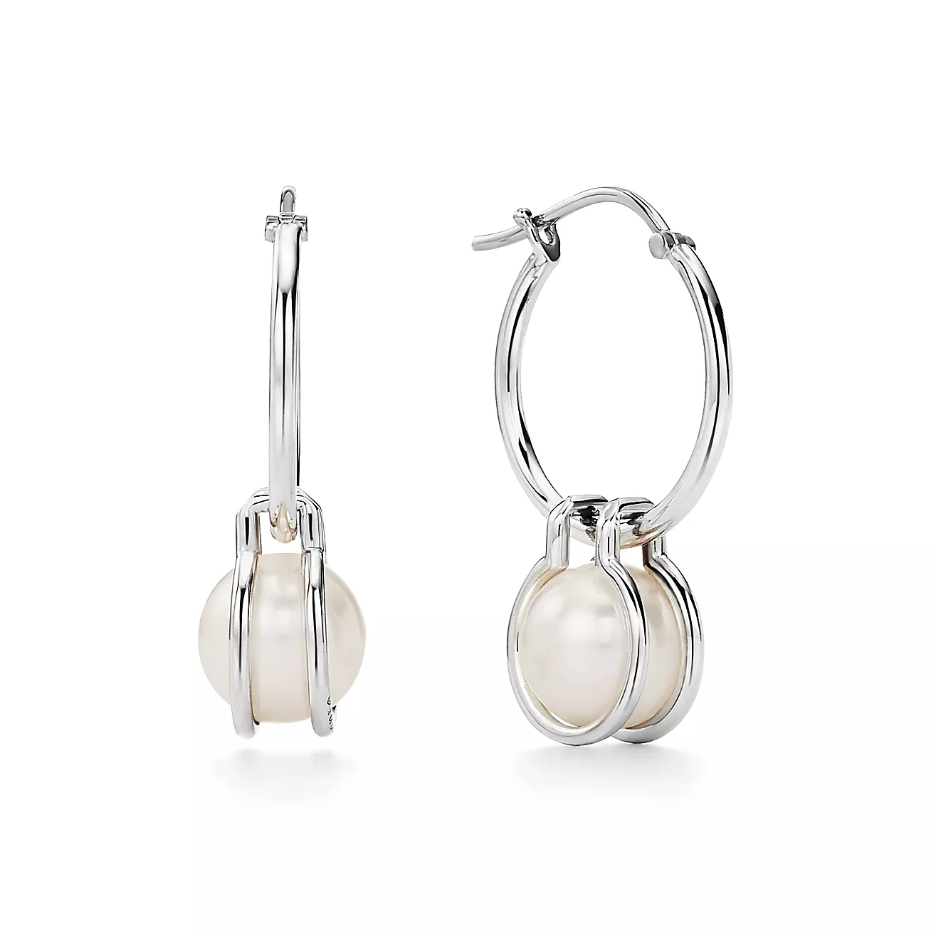 Tiffany HardWear Pearl Hoop Earrings in Sterling Silver in Sterling Silver (1:1 replica)