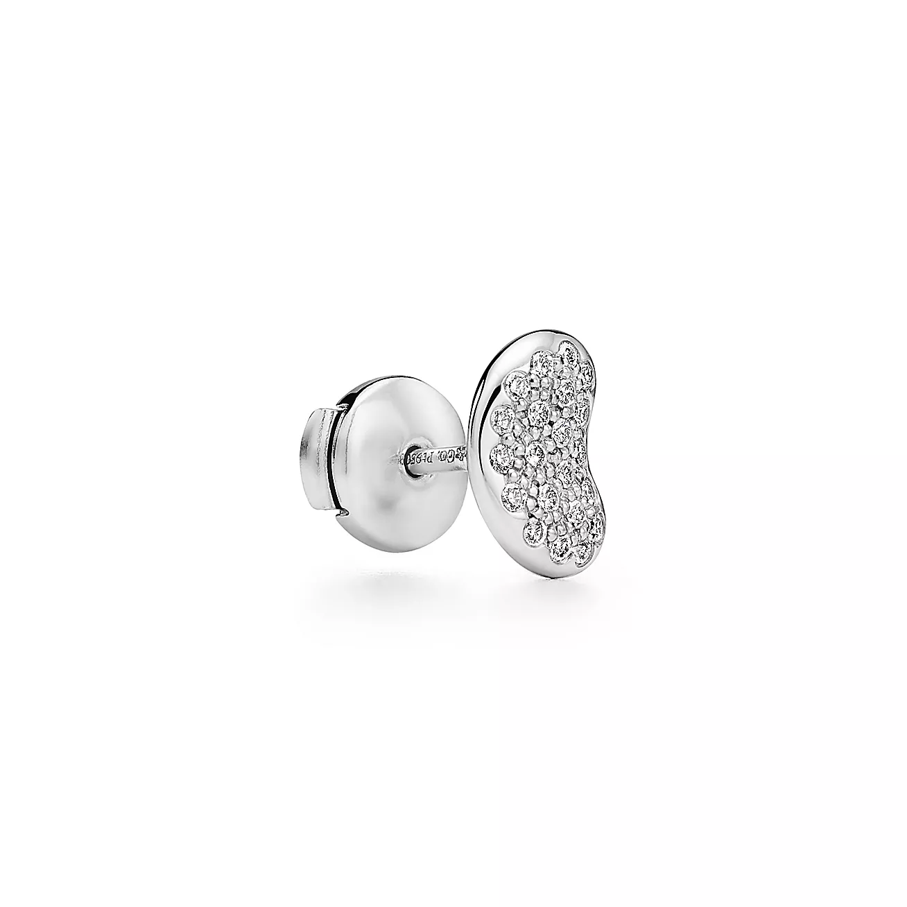 Tiffany Elsa Peretti® Bean® design Earrings in Platinum with Diamonds, 9 mm (1:1 replica)