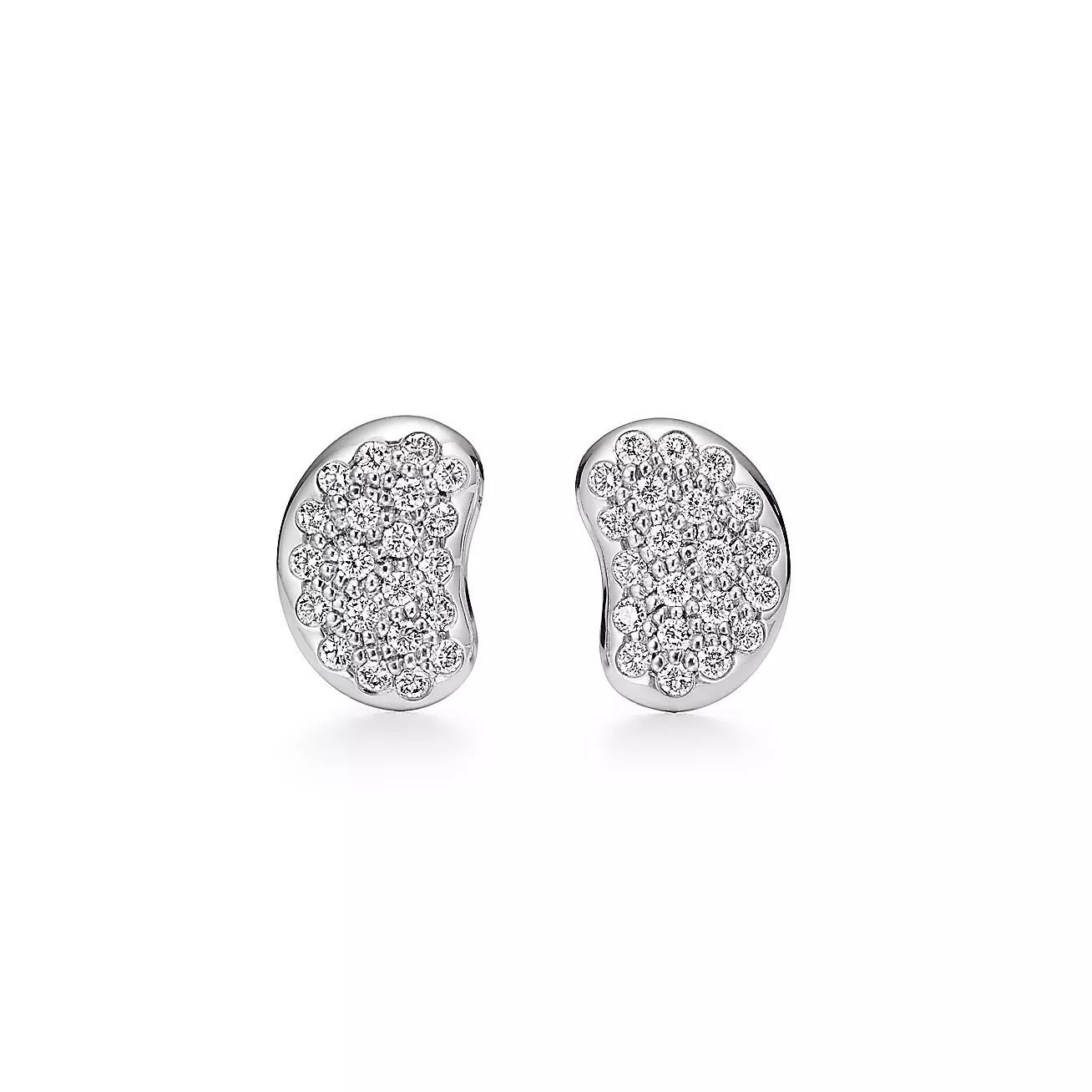 Tiffany Elsa Peretti® Bean® design Earrings in Platinum with Diamonds, 9 mm (1:1 replica)