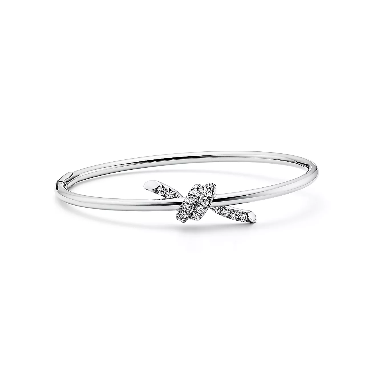 Tiffany Knot Wire Bangle in White Gold with Diamonds (1:1 replica)