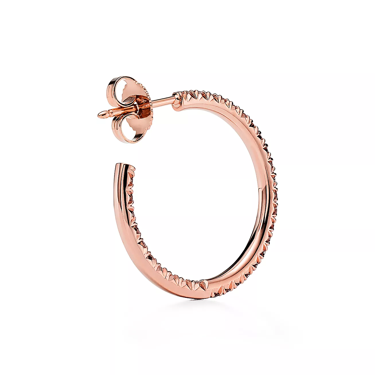 Tiffany Metro Hoop Earrings in Rose Gold with Diamonds, Medium (1:1 replica)
