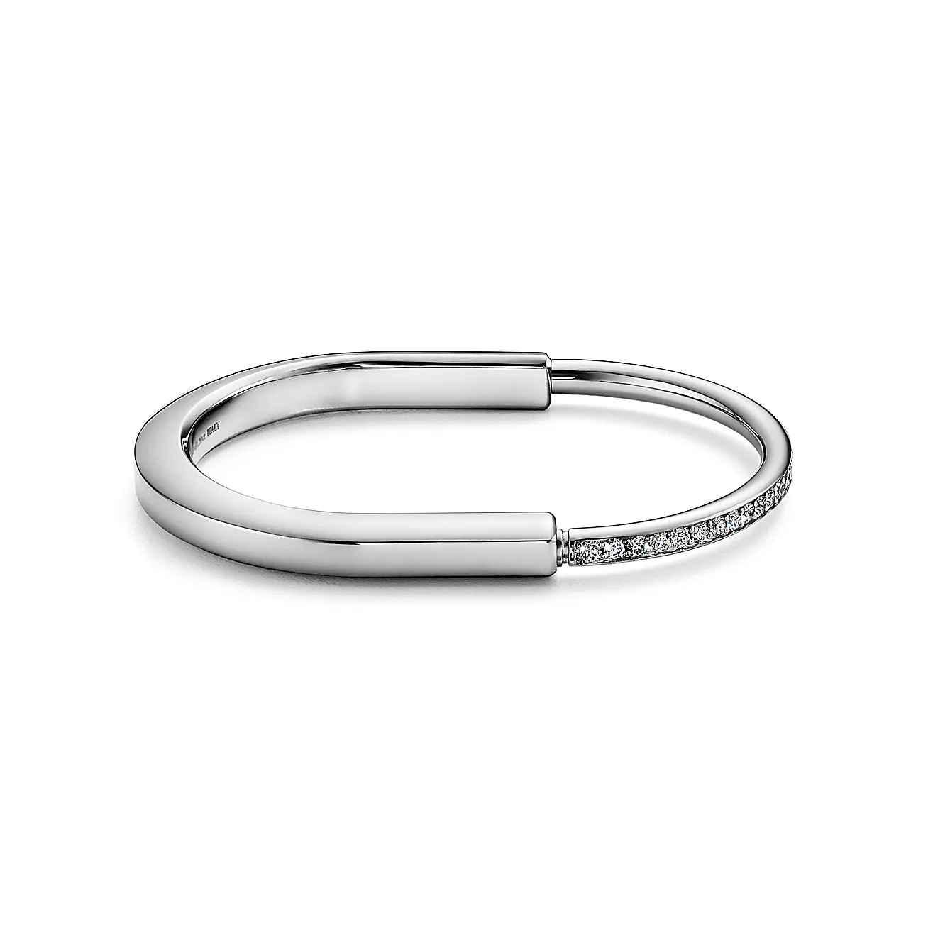 Tiffany Lock Bangle in White Gold with Half Pavé Diamonds (1:1 replica)