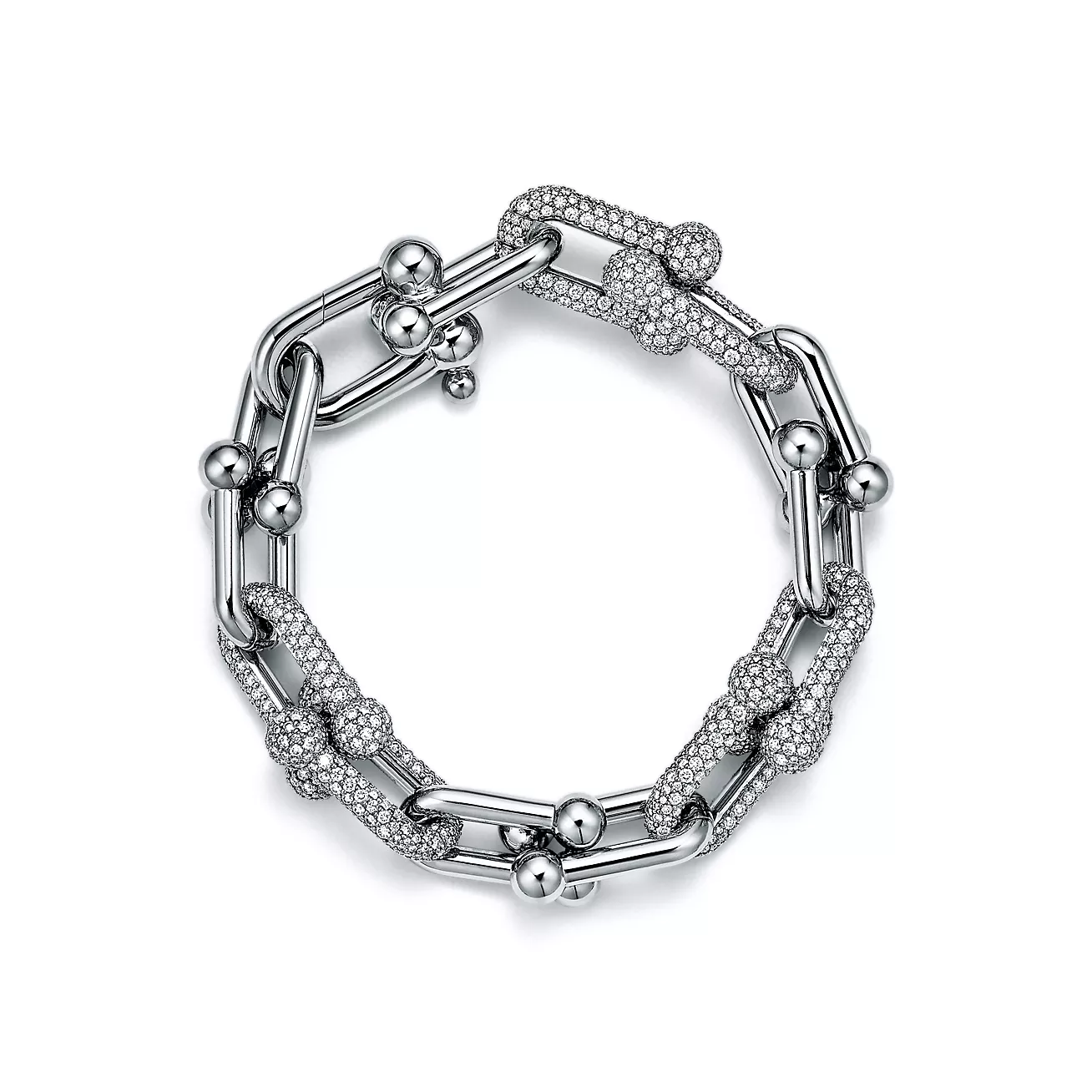 Tiffany HardWear Large Link Bracelet in White Gold with Diamonds (1:1 replica)