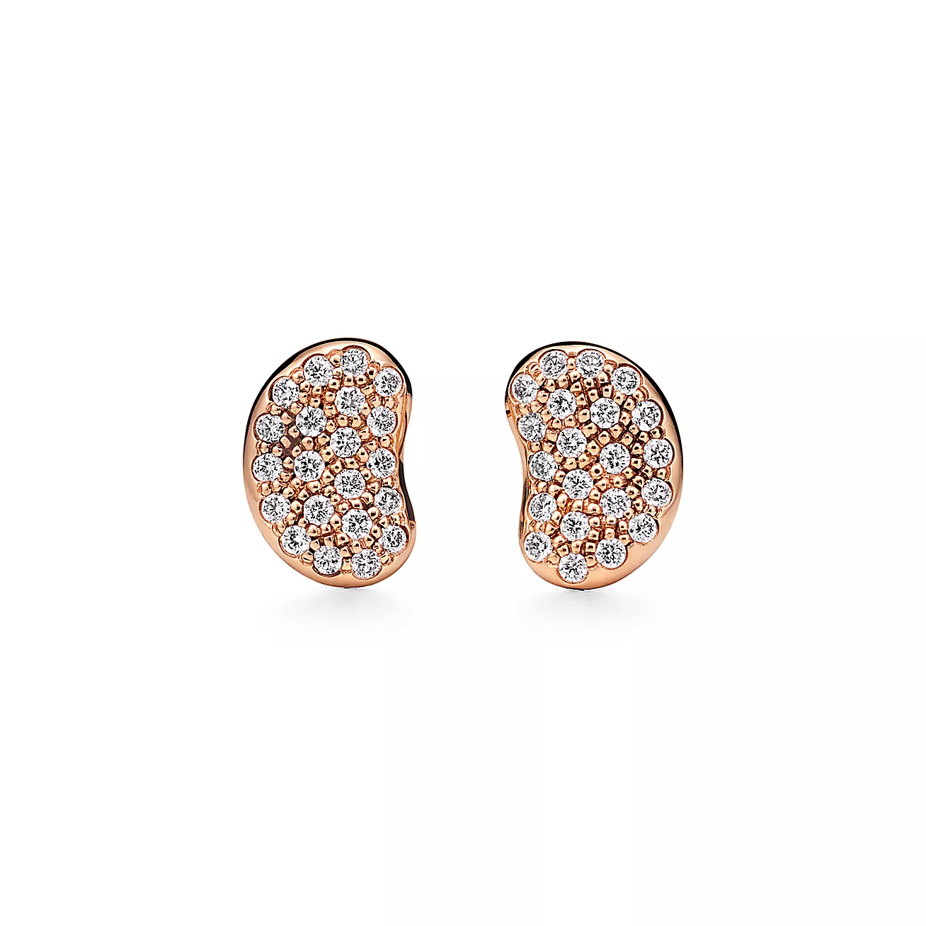Elsa Peretti® Bean® design Earrings in Rose Gold with Diamonds, 9 mm (1:1 replica)