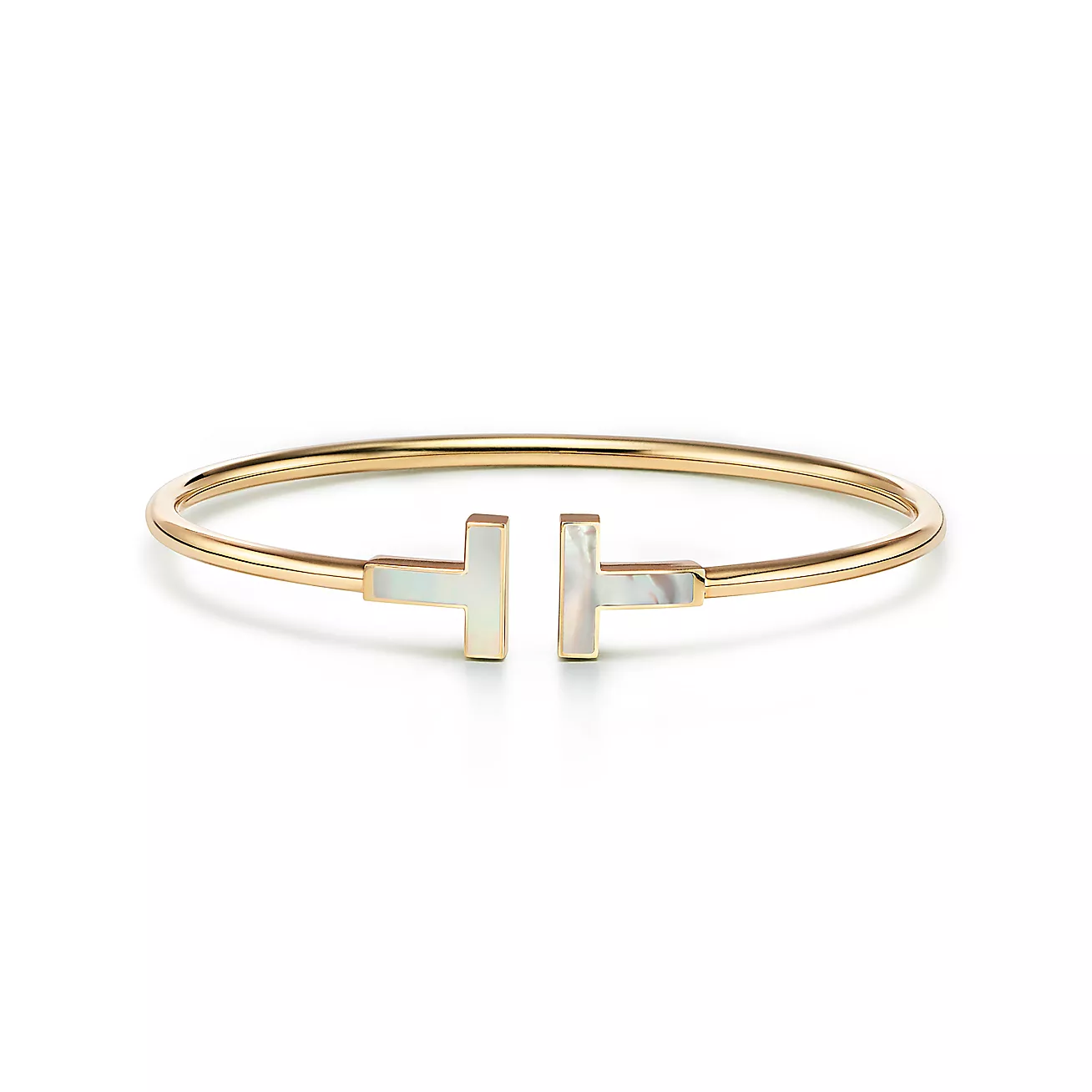 Tiffany T Wire Bracelet in Yellow Gold with Mother-of-pearl (1:1 replica)