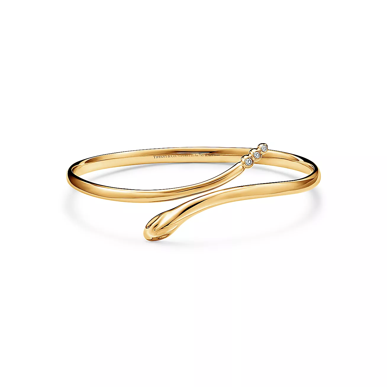 Snake Bangle in Yellow Gold with Diamonds (1:1 replica)