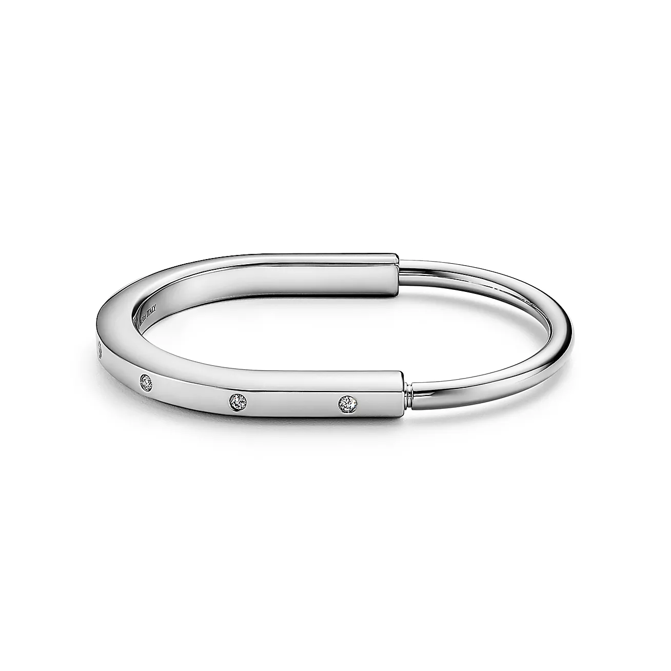 Tiffany Lock Bangle in White Gold with Diamond Accents (1:1 replica)