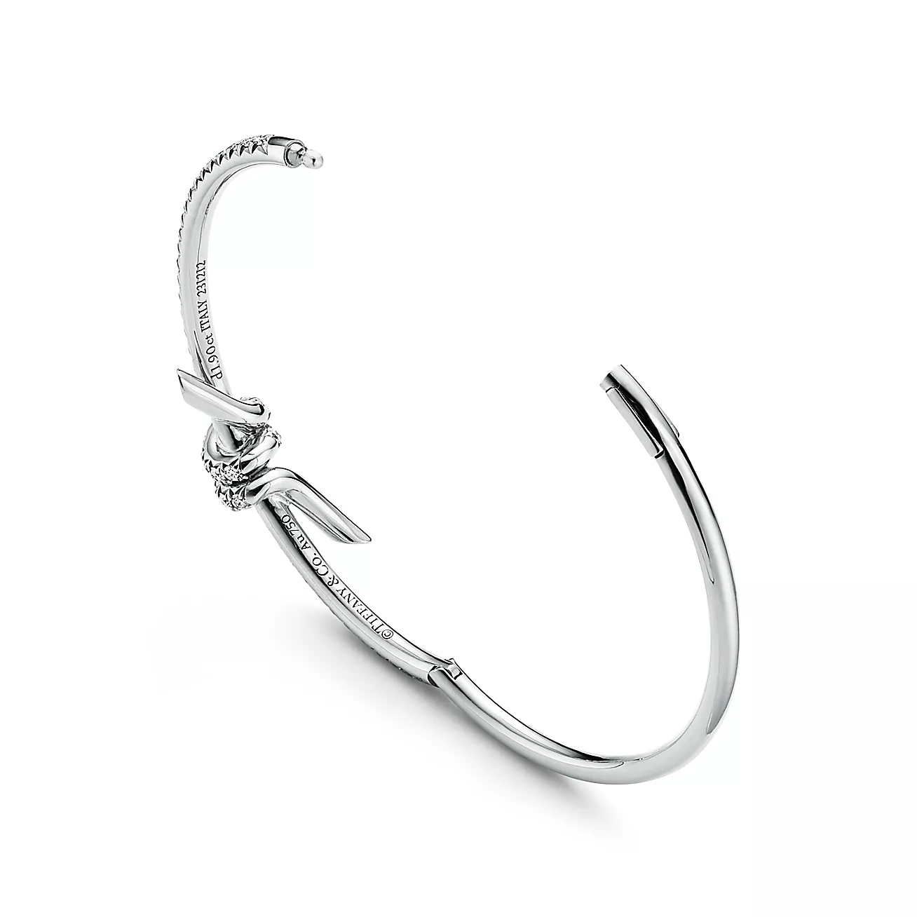 Tiffany Knot Bangle in White Gold with Diamonds (1:1 replica)