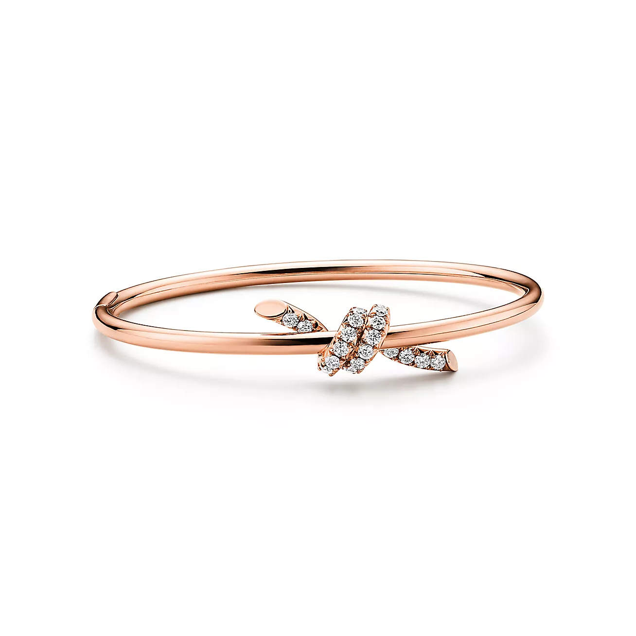 Tiffany Knot Wire Bangle in Rose Gold with Diamonds (1:1 replica)