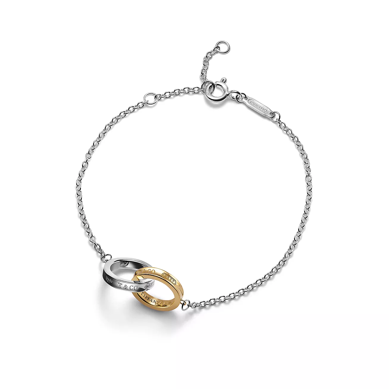 Tiffany 1837® Interlocking Circles Chain Bracelet in Sterling Silver and Yellow Gold (1:1 replica)