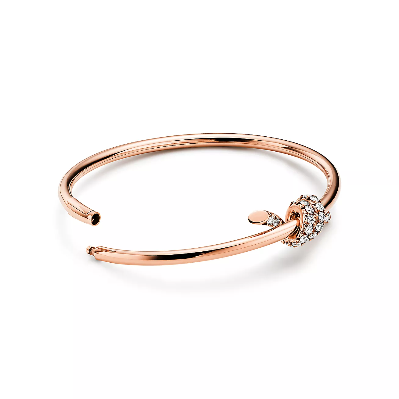 Tiffany Knot Wire Bangle in Rose Gold with Diamonds (1:1 replica)