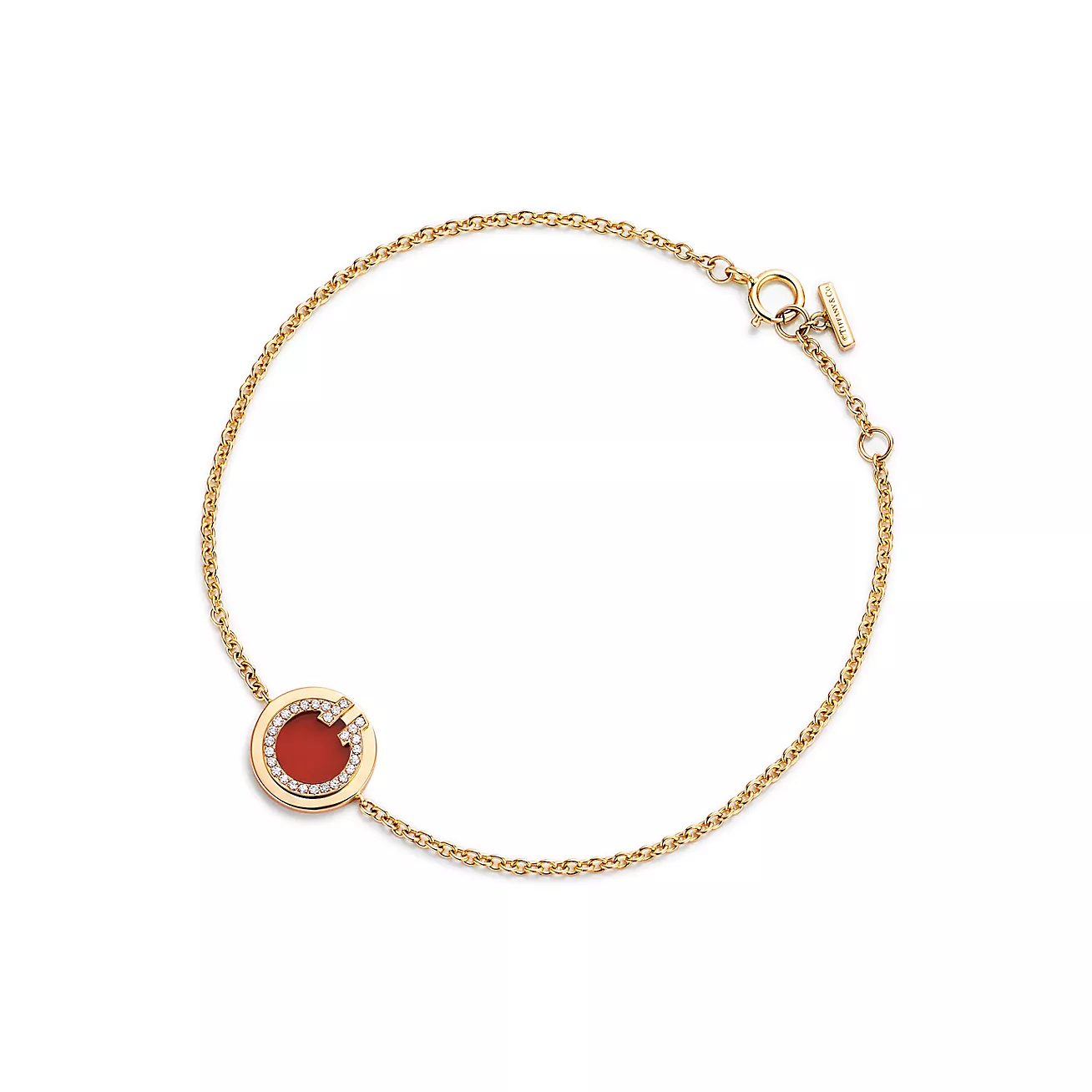 Tiffany T Diamond and Carnelian Circle Bracelet in 18k Gold (1:1 replica)