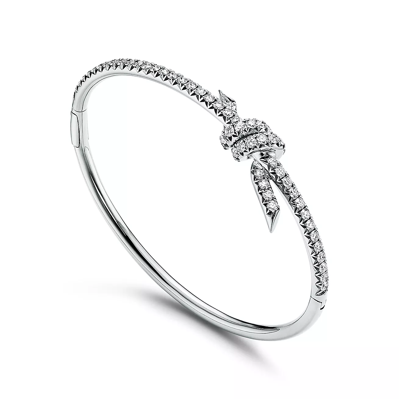Tiffany Knot Bangle in White Gold with Diamonds (1:1 replica)