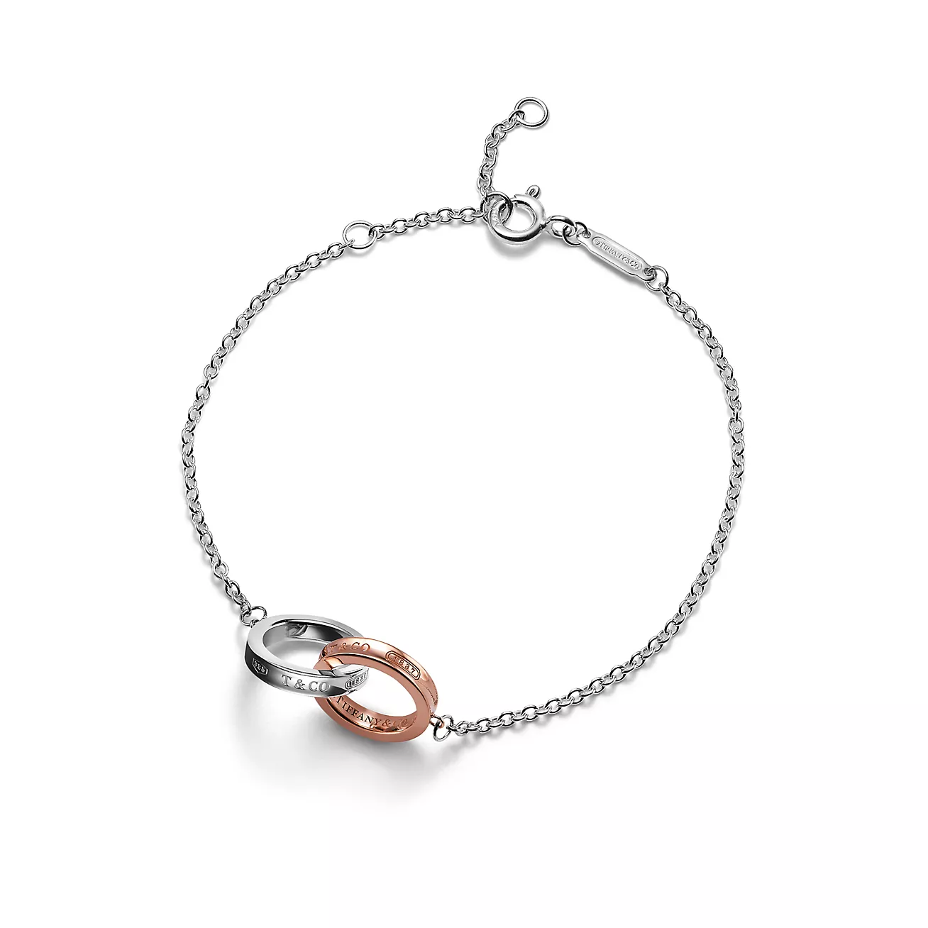 Tiffany 1837® Interlocking Circles Chain Bracelet in Sterling Silver and Rose Gold (1:1 replica)