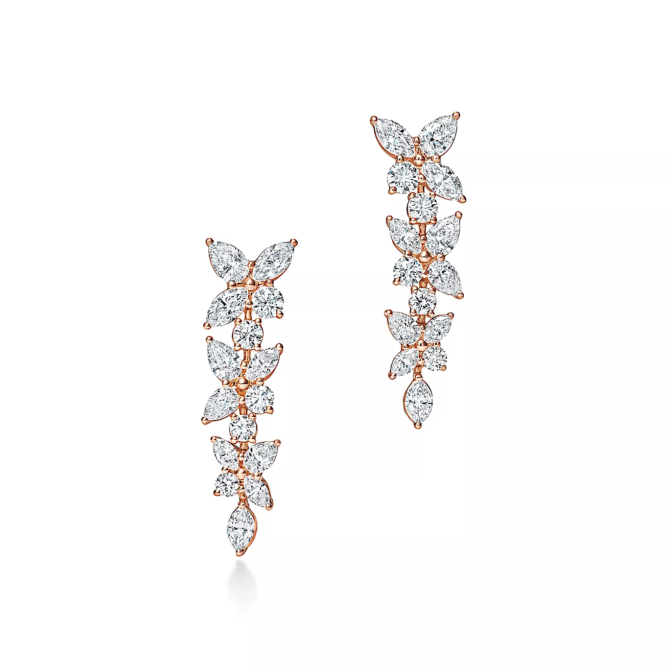 Tiffany Victoria® Mixed Cluster Diamond Drop Earrings in 18k Rose Gold (1:1 replica)