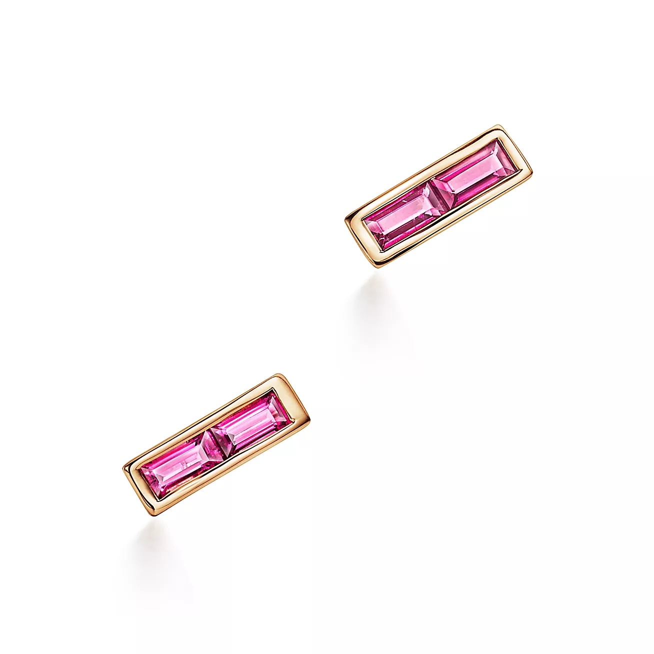 Tiffany Paloma's Studio Bar Earrings in 18k Gold with Baguette Rubellites (1:1 replica)