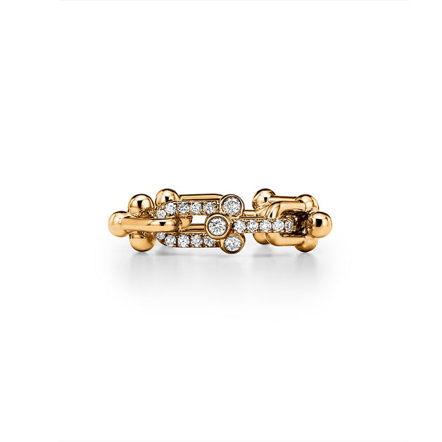 Tiffany HardWear Small Link Ring in Yellow Gold with Diamonds (1:1 replica)
