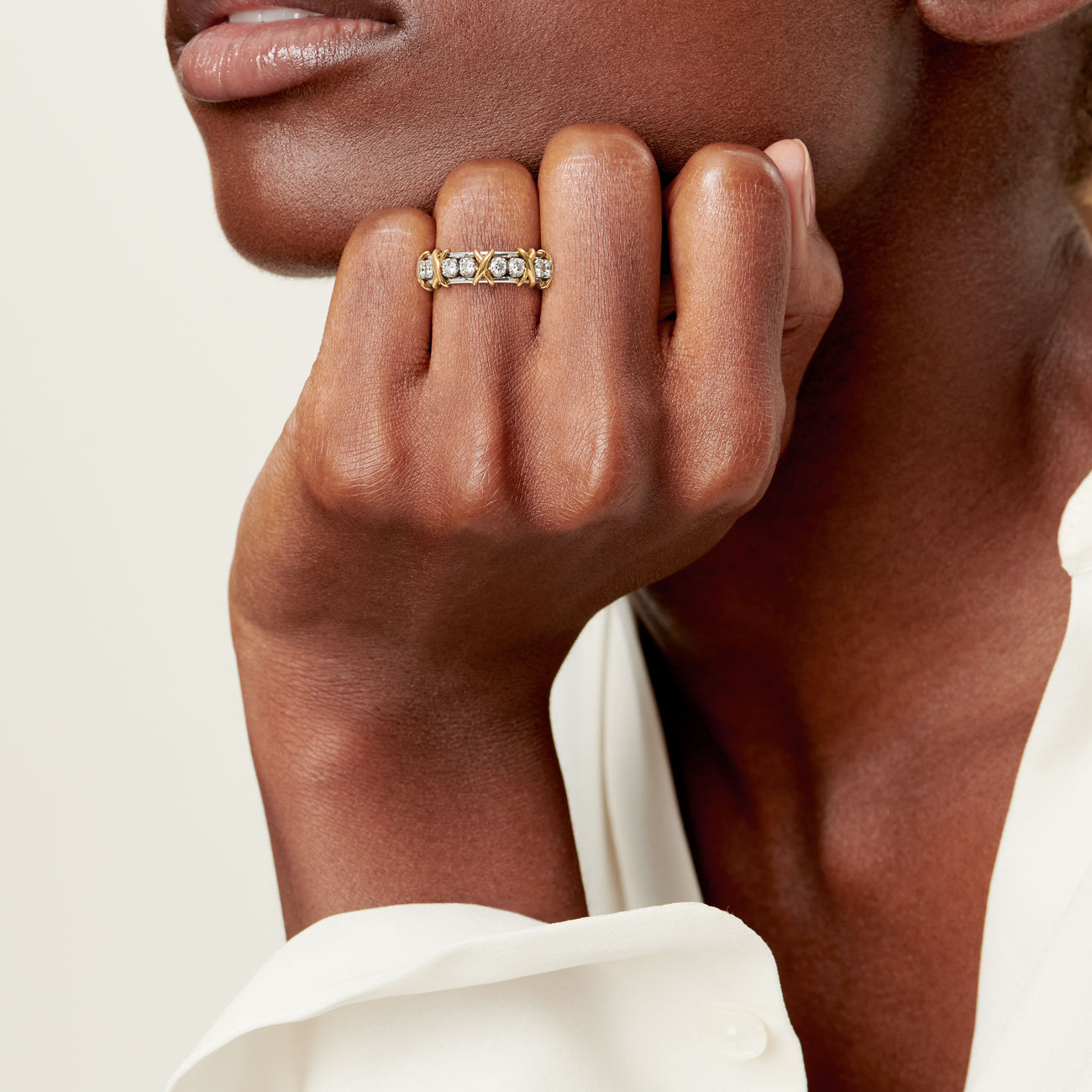Sixteen Stone by Tiffany Ring in Yellow Gold and Platinum with Diamonds (1:1 replica)