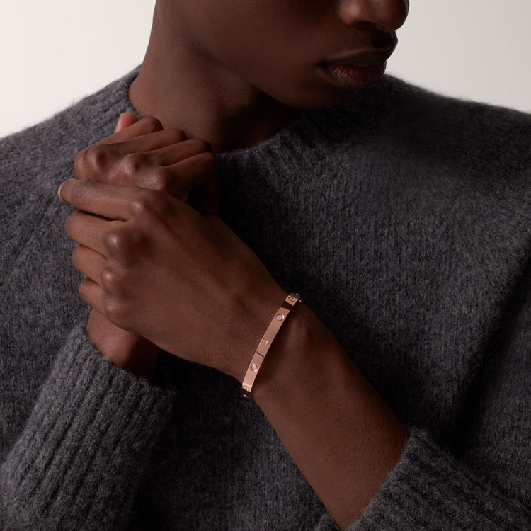 Top 1:1 replica Cartier Replicate LOVE bracelet, classic model, 4 diamonds(1:1 replica)