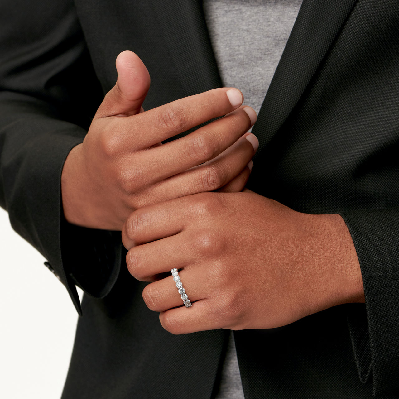 Tiffany Forever Band Ring in Platinum with a Full Circle of Diamonds, 3.7 mm (1:1 replica)