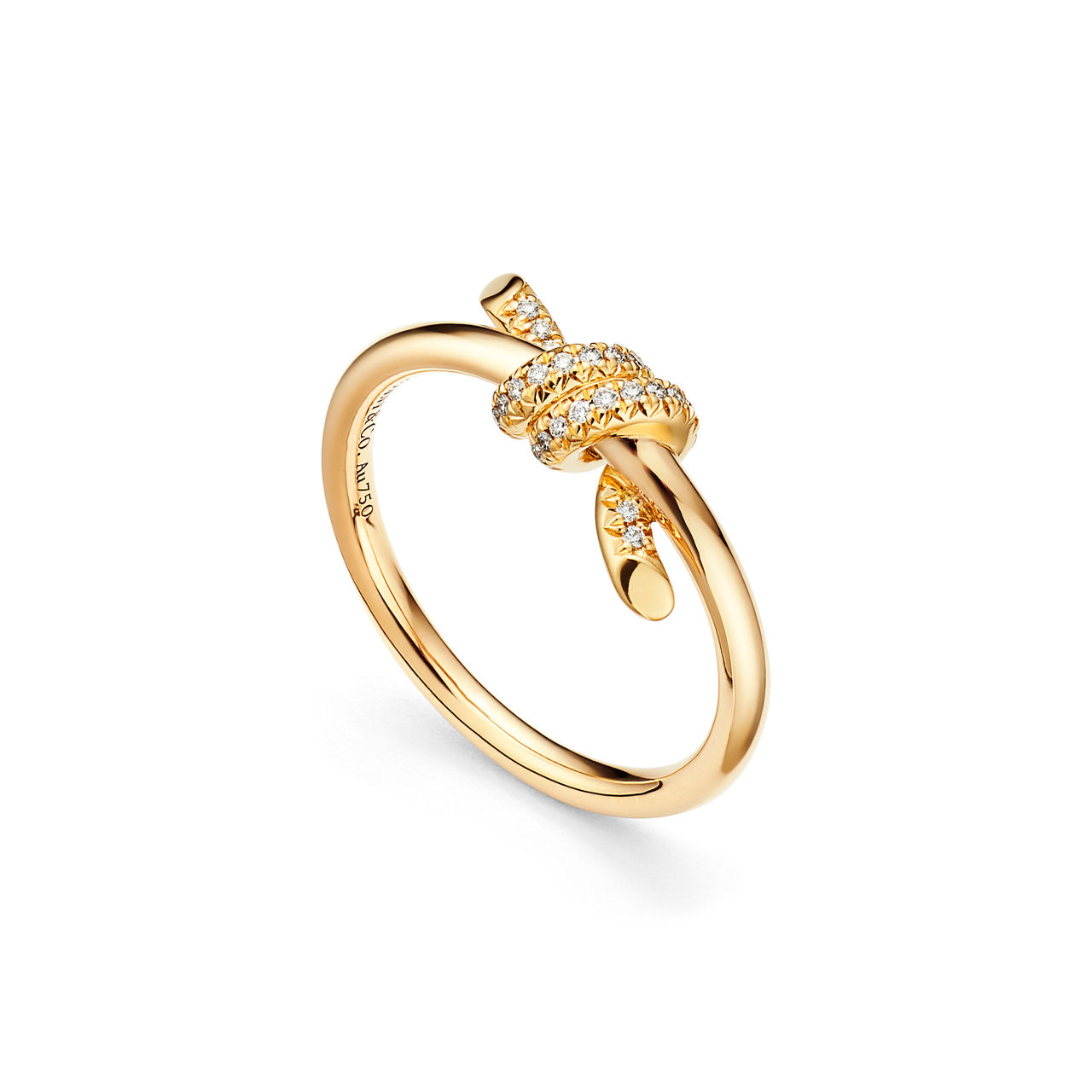 Tiffany Knot Ring in Yellow Gold with Diamonds (1:1 replica)
