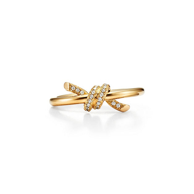 Tiffany Knot Ring in Yellow Gold with Diamonds (1:1 replica)