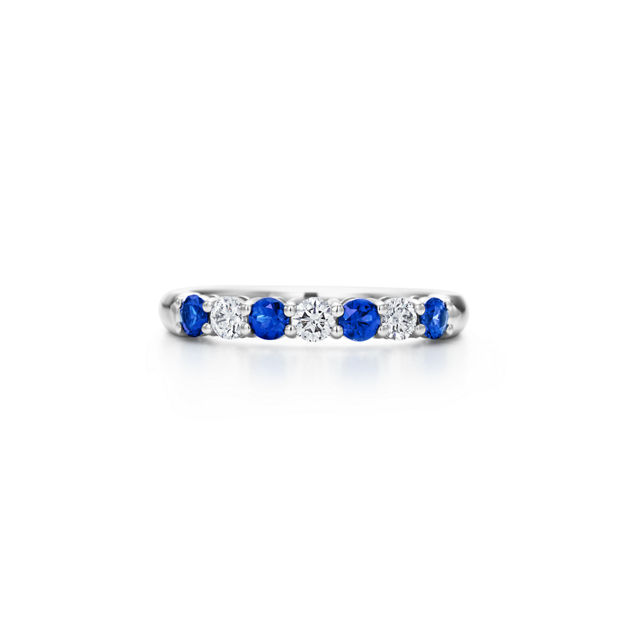 Tiffany Forever Band Ring in Platinum with a Half-circle of Sapphires & Diamonds (1:1 replica)