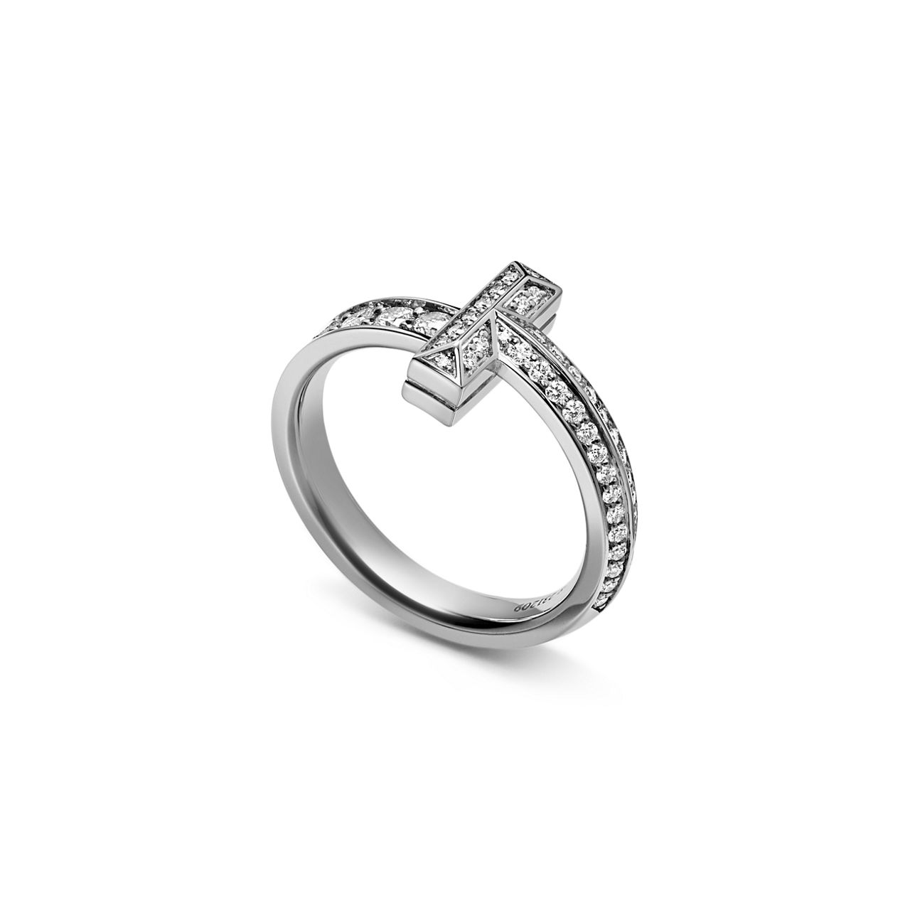 Tiffany T T1 Narrow Ring in White Gold with Diamonds (1:1 replica)