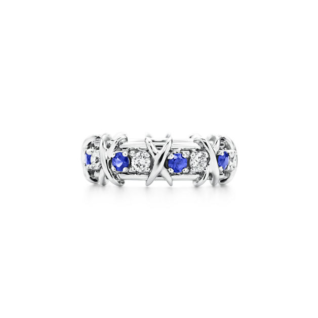 Sixteen Stone by Tiffany Ring with Diamonds and Sapphires (1:1 replica)