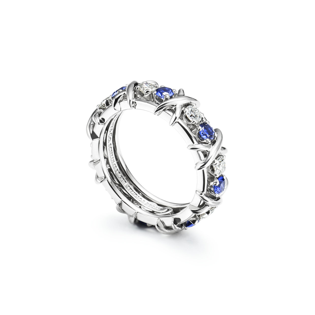Sixteen Stone by Tiffany Ring with Diamonds and Sapphires (1:1 replica)