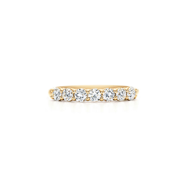 Tiffany Forever Band Ring in Yellow Gold with a Half-circle of Diamonds, 3 mm (1:1 replica)