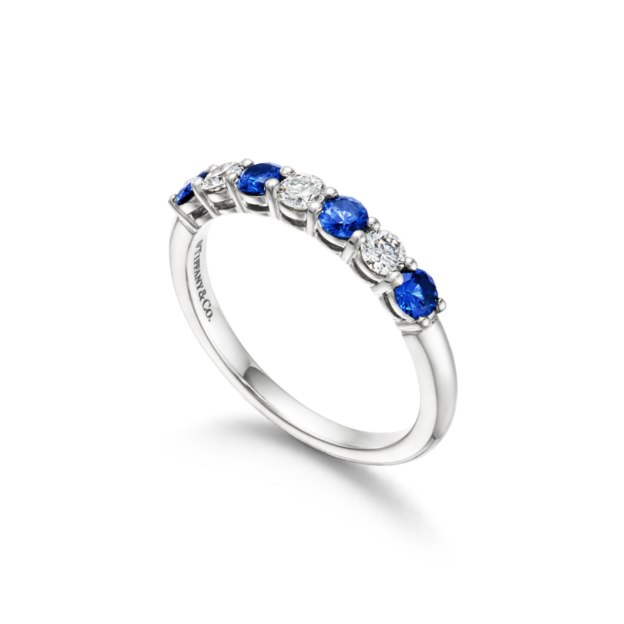 Tiffany Forever Band Ring in Platinum with a Half-circle of Sapphires & Diamonds (1:1 replica)