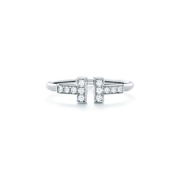 Tiffany T Diamond Wire Ring in White Gold (1:1 replica)